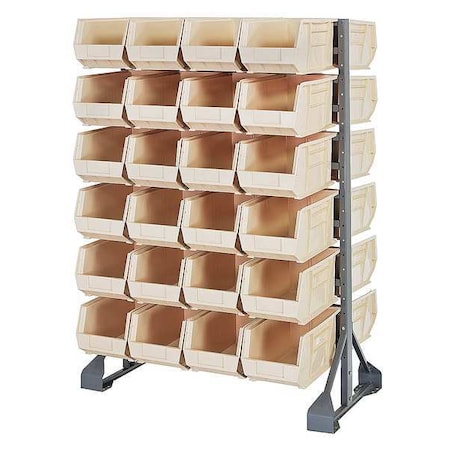 Steel Bin Rail Floor Rack, 20 in D x 54 in H x 36 in W, Ivory MPN:QRU-12D-240-48IV