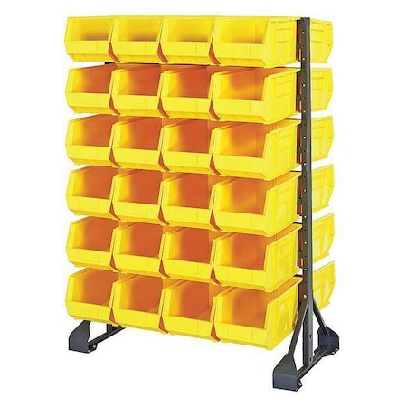 Steel Bin Rail Floor Rack, 20 in D x 54 in H x 36 in W, Yellow MPN:QRU-12D-240-48YL