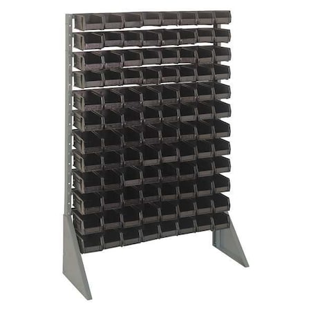 Steel Bin Rail Floor Rack, 36 in D x 54 in H x 15 in W, Black MPN:QRU-12S-210-96BK
