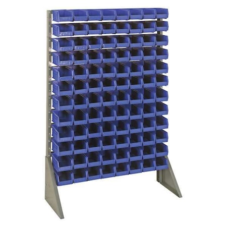 Steel Bin Rail Floor Rack, 36 in D x 54 in H x 15 in W, Blue MPN:QRU-12S-210-96BL