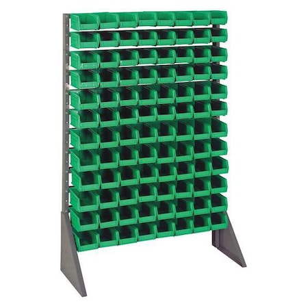 Steel Bin Rail Floor Rack, 36 in D x 54 in H x 15 in W, Green MPN:QRU-12S-210-96GN