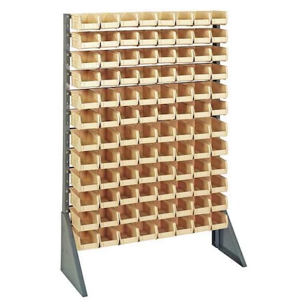 Steel Bin Rail Floor Rack, 36 in D x 54 in H x 15 in W, Ivory MPN:QRU-12S-210-96IV