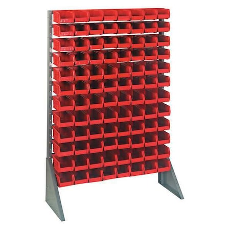 Steel Bin Rail Floor Rack, 36 in D x 54 in H x 15 in W, Red MPN:QRU-12S-210-96RD