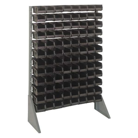 Steel Bin Rail Floor Rack, 15 in D x 54 in H x 36 in W, Black MPN:QRU-12S-220-96BK