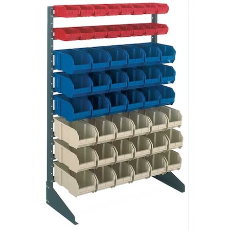 Steel Bin Rail Floor Rack, 15 in D x 54 in H x 36 in W, Blue MPN:QRU-12S-220-96BL
