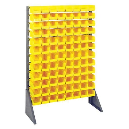 Steel Bin Rail Floor Rack, 15 in D x 54 in H x 36 in W, Yellow MPN:QRU-12S-220-96YL
