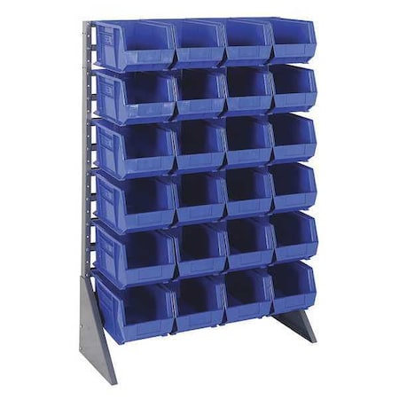 Steel Bin Rail Floor Rack, 15 in D x 54 in H x 36 in W, Blue MPN:QRU-12S-240-24BL