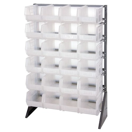 Steel Bin Rail Floor Rack, 15 in D x 54 in H x 36 in W, Clear MPN:QRU-12S-240-24CL