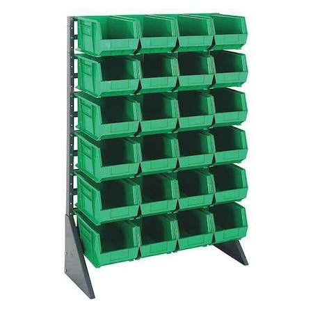 Steel Bin Rail Floor Rack, 15 in D x 54 in H x 36 in W, Green MPN:QRU-12S-240-24GN
