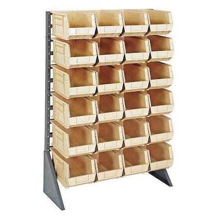 Steel Bin Rail Floor Rack, 15 in D x 54 in H x 36 in W, Ivory MPN:QRU-12S-240-24IV