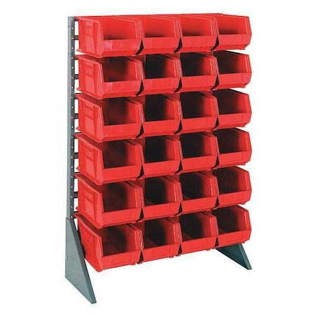 Steel Bin Rail Floor Rack, 15 in D x 54 in H x 36 in W, Red MPN:QRU-12S-240-24RD