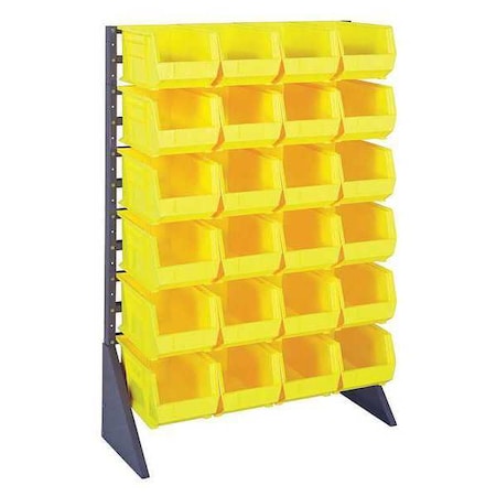 Steel Bin Rail Floor Rack, 15 in D x 54 in H x 36 in W, Yellow MPN:QRU-12S-240-24YL