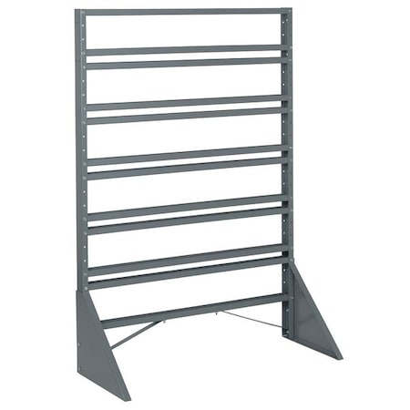Steel Bin Rail Floor Rack, 15 in D x 54 in H x 36 in W, Gray MPN:QRU-12S