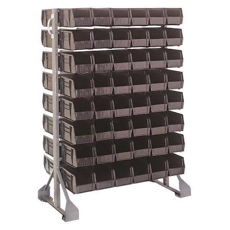 Steel Bin Rail Floor Rack, 20 in D x 54 in H x 36 in W, Black MPN:QRU-16D-230-96BK