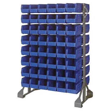 Steel Bin Rail Floor Rack, 20 in D x 54 in H x 36 in W, Blue MPN:QRU-16D-230-96BL
