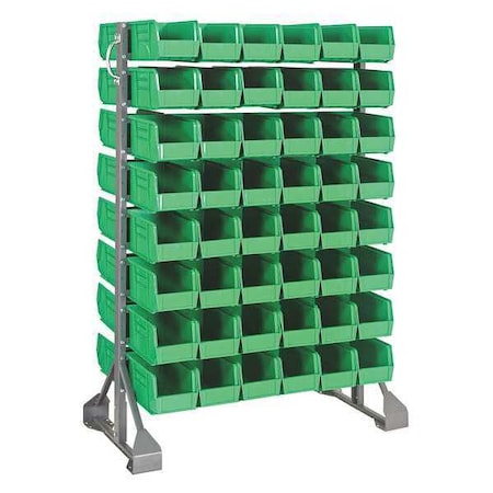 Steel Bin Rail Floor Rack, 20 in D x 54 in H x 36 in W, Green MPN:QRU-16D-230-96GN