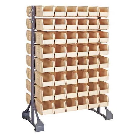 Steel Bin Rail Floor Rack, 20 in D x 54 in H x 36 in W, Ivory MPN:QRU-16D-230-96IV