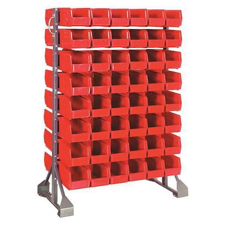 Steel Bin Rail Floor Rack, 20 in D x 54 in H x 36 in W, Red MPN:QRU-16D-230-96RD