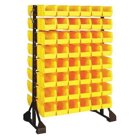 Steel Bin Rail Floor Rack, 20 in D x 54 in H x 36 in W, Yellow MPN:QRU-16D-230-96YL