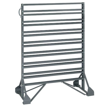 Steel Bin Rail Floor Rack, 20 in D x 54 in H x 36 in W, Gray MPN:QRU-16D
