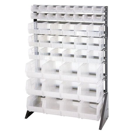 Steel Bin Rail Floor Rack, 15 in D x 54 in H x 36 in W, Clear MPN:QRU-16S-220230240CL