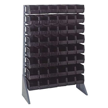 Steel Bin Rail Floor Rack, 15 in D x 54 in H x 36 in W, Black MPN:QRU-16S-230-48BK