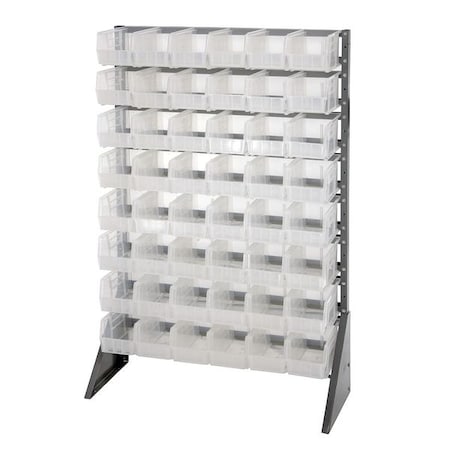 Steel Bin Rail Floor Rack, 15 in D x 54 in H x 36 in W, Clear MPN:QRU-16S-230-48CL