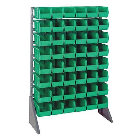 Steel Bin Rail Floor Rack, 15 in D x 54 in H x 36 in W, Green MPN:QRU-16S-230-48GN