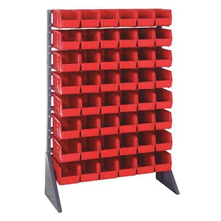 Steel Bin Rail Floor Rack, 15 in D x 54 in H x 36 in W, Red MPN:QRU-16S-230-48RD