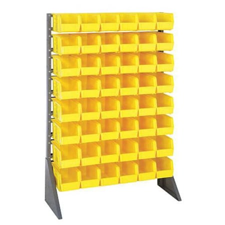 Steel Bin Rail Floor Rack, 15 in D x 54 in H x 36 in W, Yellow MPN:QRU-16S-230-48YL