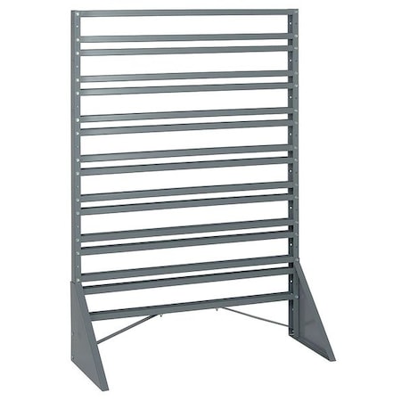 Steel Bin Rail Floor Rack, 15 in D x 54 in H x 36 in W, Gray MPN:QRU-16S