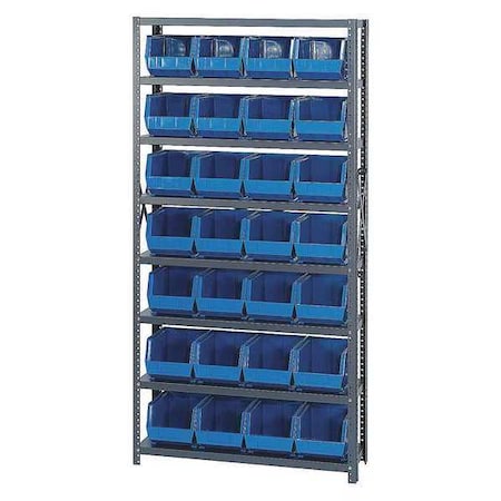 Steel Bin Shelving, 12 in D x 75 in H x 36 in W, 8 Shelves, Blue MPN:QSBU-239BL