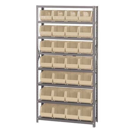 Steel Bin Shelving, 12 in D x 75 in H x 36 in W, 8 Shelves, Ivory MPN:QSBU-239IV