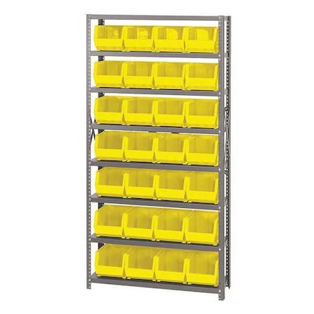 Steel Bin Shelving, 12 in D x 75 in H x 36 in W, 8 Shelves, Yellow MPN:QSBU-239YL