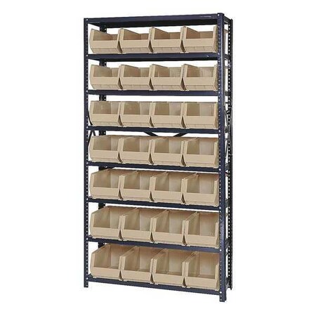 Steel Bin Shelving, 12 in D x 75 in H x 36 in W, 8 Shelves, Ivory MPN:QSBU-240IV