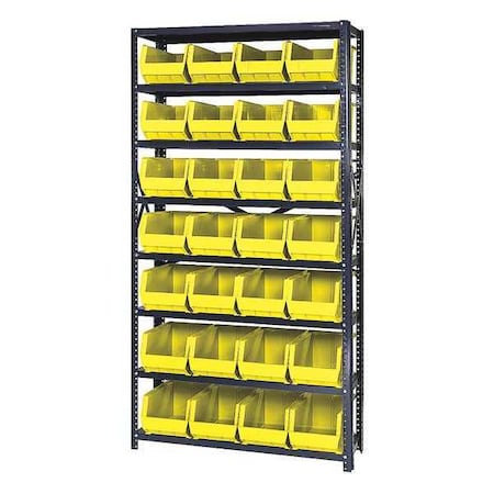 Steel Bin Shelving, 12 in D x 75 in H x 36 in W, 8 Shelves, Yellow MPN:QSBU-240YL