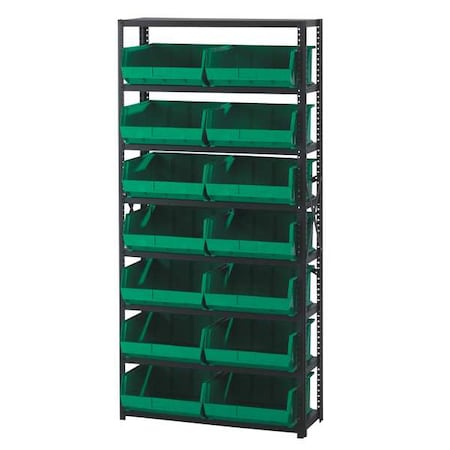 Steel Bin Shelving, 12 in D x 75 in H x 36 in W, 7 Shelves, Black MPN:QSBU-245BK
