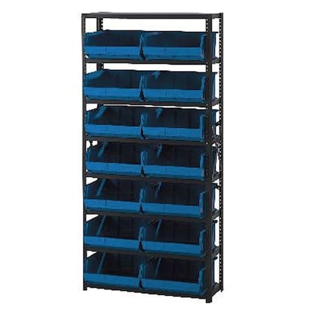 Steel Bin Shelving, 12 in D x 75 in H x 36 in W, 7 Shelves, Blue MPN:QSBU-245BL