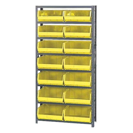 Steel Bin Shelving, 12 in D x 75 in H x 36 in W, 8 Shelves, Yellow MPN:QSBU-250YL