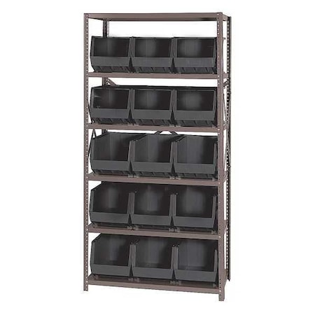 Steel Bin Shelving, 18 in D x 75 in H x 36 in W, 6 Shelves, Black MPN:QSBU-260BK