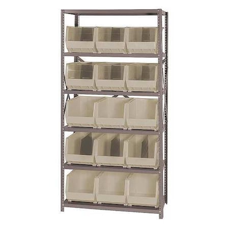 Steel Bin Shelving, 18 in D x 75 in H x 36 in W, 6 Shelves, Ivory MPN:QSBU-260IV
