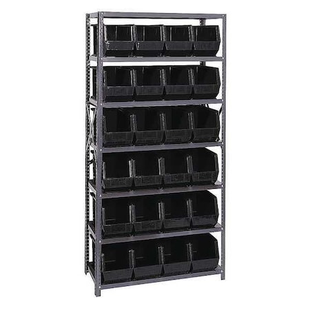 Steel Bin Shelving, 18 in D x 75 in H x 36 in W, 7 Shelves, Black MPN:QSBU-265BK