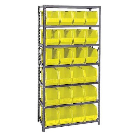 Steel Bin Shelving, 18 in D x 75 in H x 36 in W, 7 Shelves, Yellow MPN:QSBU-265YL