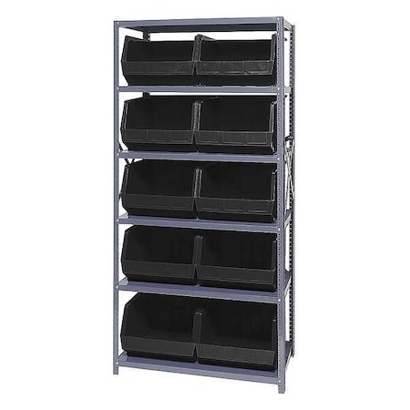 Steel Bin Shelving, 18 in D x 75 in H x 36 in W, 6 Shelves, Black MPN:QSBU-270BK