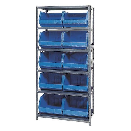 Steel Bin Shelving, 18 in D x 75 in H x 36 in W, 6 Shelves, Blue MPN:QSBU-270BL