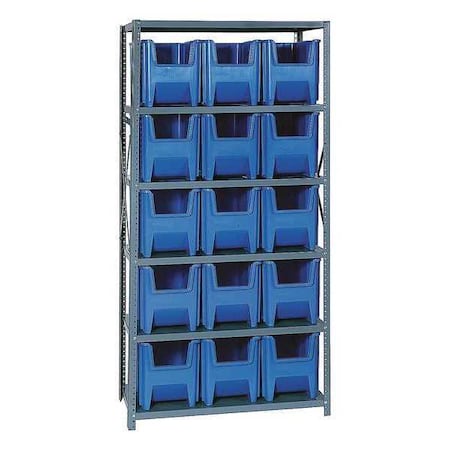 Steel Bin Shelving, 18 in D x 75 in H x 36 in W, 6 Shelves, Blue MPN:QSBU-600BL