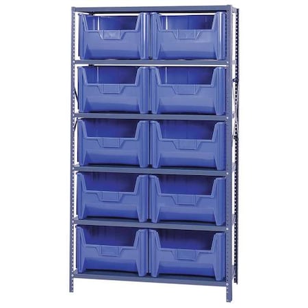 Steel Bin Shelving, 18 in D x 75 in H x 42 in W, 6 Shelves, Blue MPN:QSBU-700BL