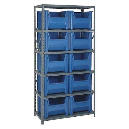 Steel Bin Shelving, 18 in D x 75 in H x 36 in W, 6 Shelves, Blue MPN:QSBU-800BL
