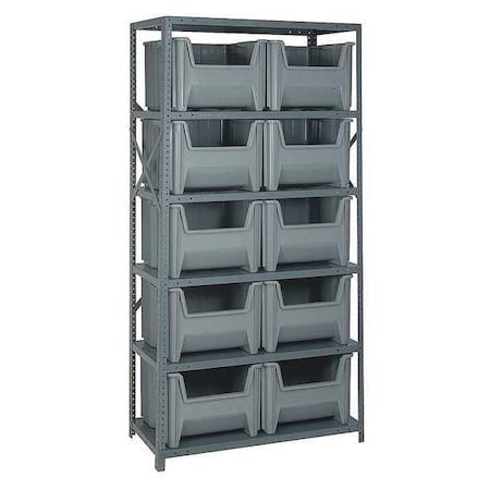 Steel Bin Shelving, 18 in D x 75 in H x 36 in W, 6 Shelves, Gray MPN:QSBU-800GY