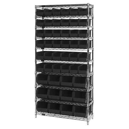 Steel Bin Shelving, 14 in D x 74 in H x 36 in W, 10 Shelves, Black MPN:WR10-230240BK